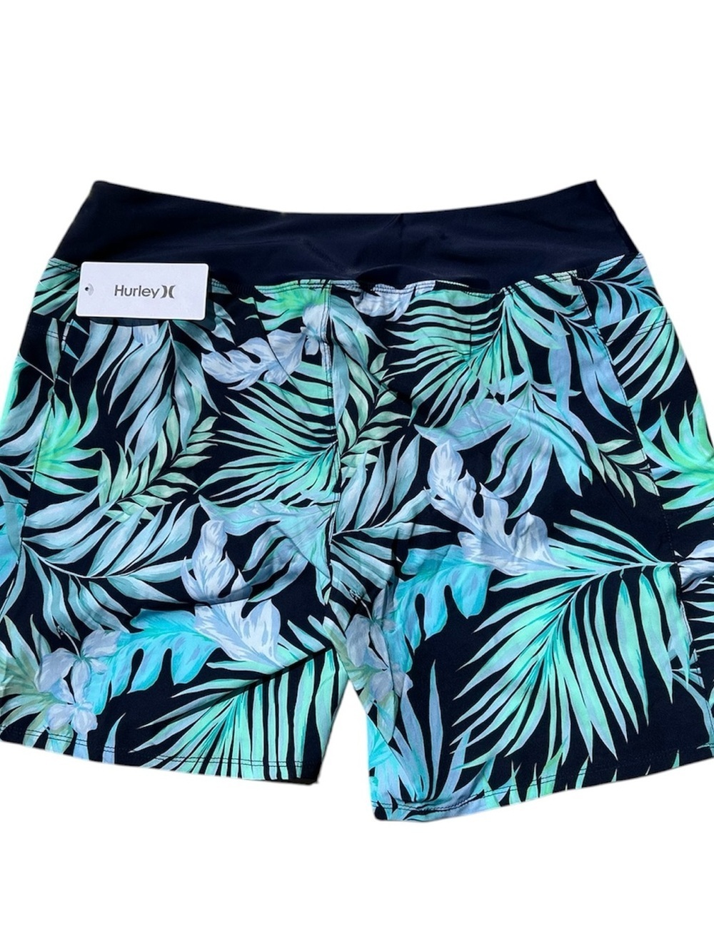 Hurley Women’s Tropical Leaf Swim Shorts • Size L • NWT • 7" Inseam